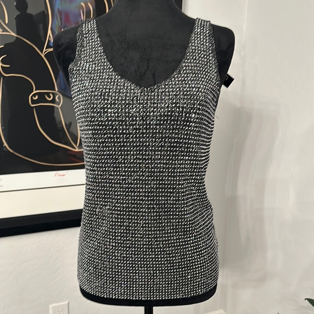 Black Sequin Sleeveless Tank Top